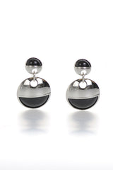 Etienne Aigner Eclipse Silver and Black Stone Drop Earrings