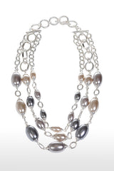 Etienne Aigner Place Vendome 18" Tri-Color Stone Triple Strand Necklace