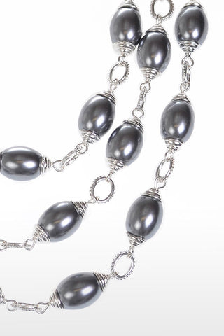 Etienne Aigner Place Vendome 18" Silver Color Stone Triple Strand Necklace