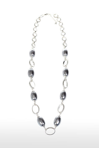 Etienne Aigner Place Vendome 30" Silver Color Stone Necklace