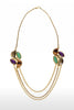 Image of Etienne Aigner Eclipse Gold 28" Tri-Color Stone Pendant Triple Chain Necklace